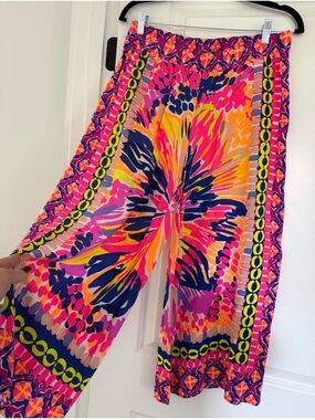 Lilly Pulitzer Neon Floral Wide-Leg Pants - Pink Multi